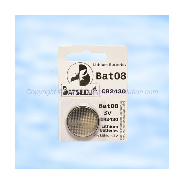 Bat08 pile bouton au Lithium type CR2430 Batsecur